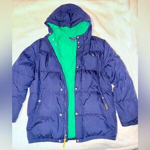 Polo by Ralph Lauren Blue and Green Puffer Jacket